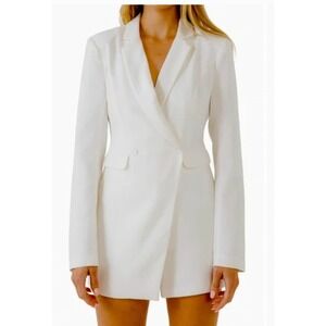 Endless Rose Romper Womens Small White Blazer Playsuit Dress Double‎ Breasted